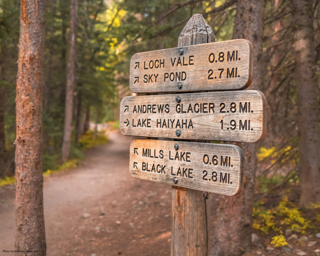 The &Quot;Mud Season&Quot; Manifesto: Why Spring Is Colorado’s Best-Kept Secret 2 Wooden hiking trail sign for sky pond and loch vale in the colorado rockies.